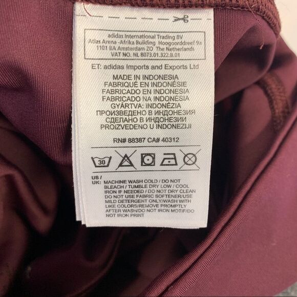 Adidas Stellasport maroon burgundy neon fluorescent pink stripe capri leggings M - Picture 10 of 17